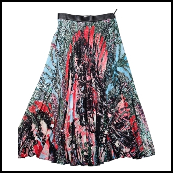 Christopher Kane “Mindscape” Pleated Midi Skirt – Size 6, Mutlicolor, NWT - Picture 4 of 13